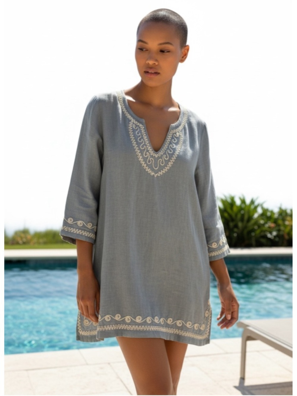 Vineyard Vines Blue Linen Chambray Tunic Size Medium